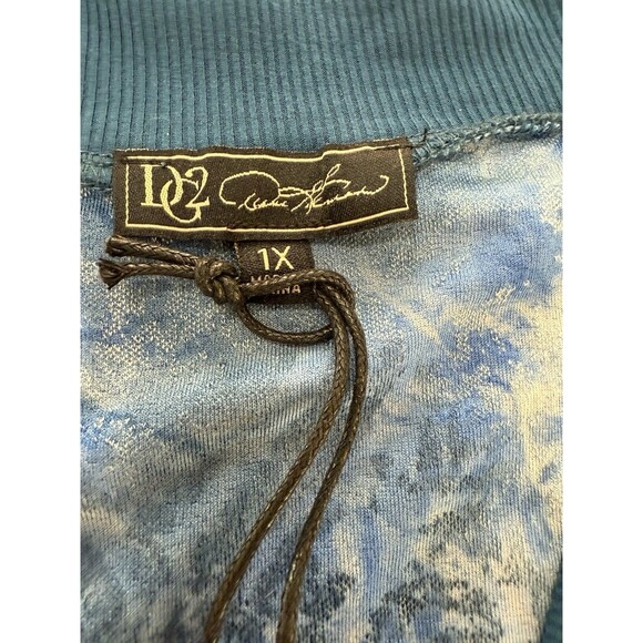 DG2 Diane Gilman Royal Blue Multi Clipped Jacquard Knit Cardigan Sweater NWT 1X - Picture 3 of 12